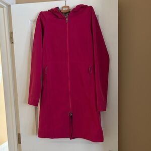 Lululemon rain coat, fuchsia, double zipper, drawstring waist